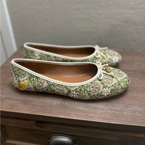 Tory Burch Charm Ballet Flats Jacquard Goat Leather Women’s Size 10